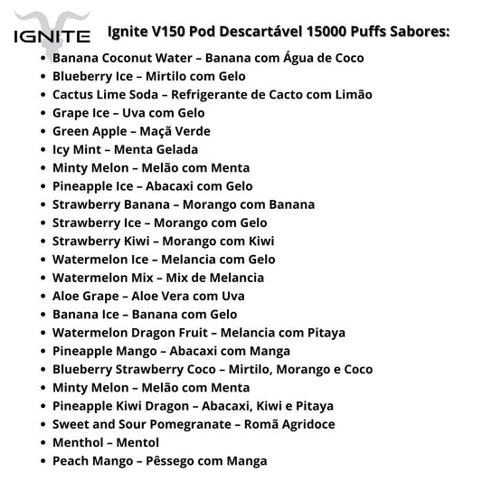 Ignite V250 Pod Descartável 25000 Puffs