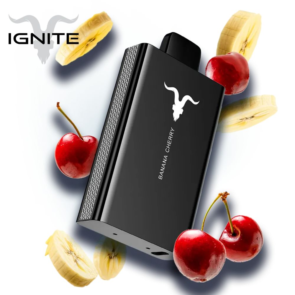 Pod descartável Ignite V80 Banana Cherry Vape 8000 Puffs com bateria recarregável e entrega gratuita para Balneário Camboriú e Itajaí