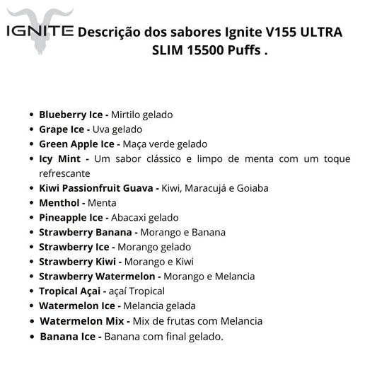 Ignite V155 ULTRA SLIM Pod Descartável 15500 Puffs
