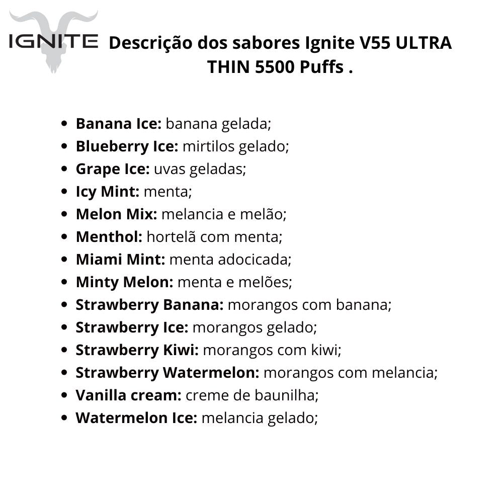 Ignite V55 Ultra Thin Pod Descartável 5000 Puffs