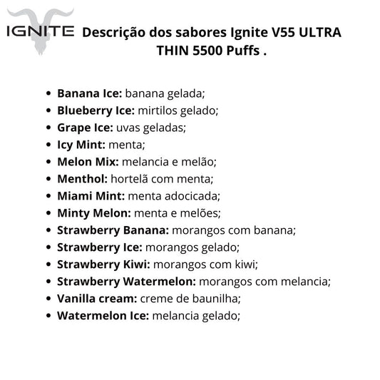 Ignite V55 Ultra Thin Pod Descartável 5000 Puffs