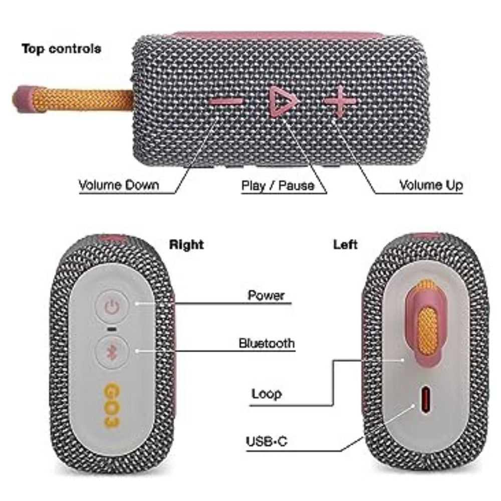 JBL Go 3 | Caixa de som Jbl à prova d'água com Bluetooth detalhes